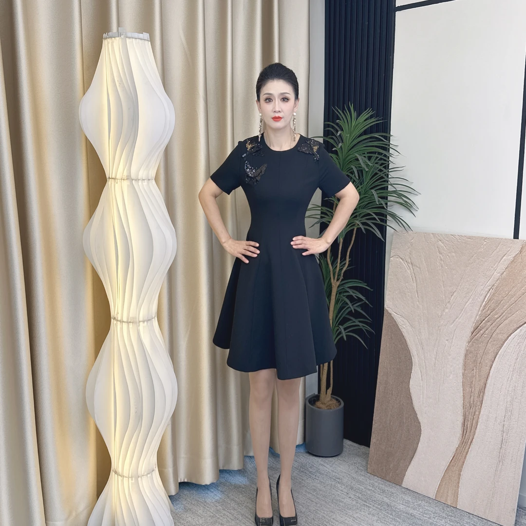 A861-1女装连衣裙显瘦气质轻奢时尚百搭复古收腰名媛显瘦气质轻奢