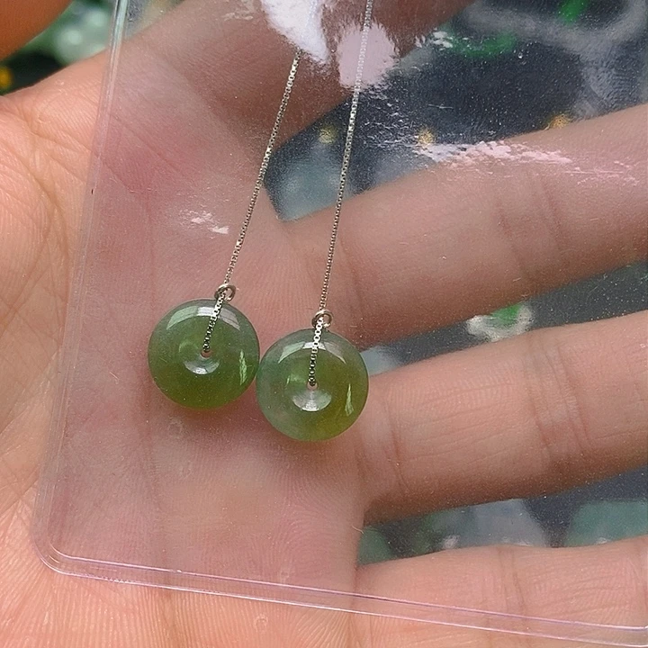 银S925镶嵌翡翠耳饰