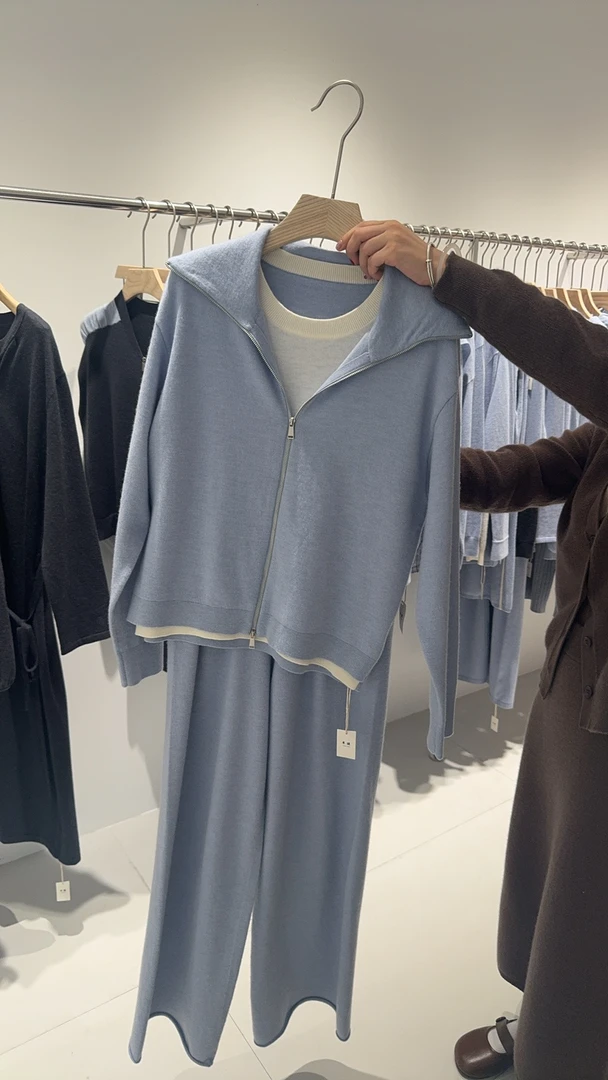 时尚套装百搭家居服时尚长袖网红连帽秋冬针织休闲简约运动