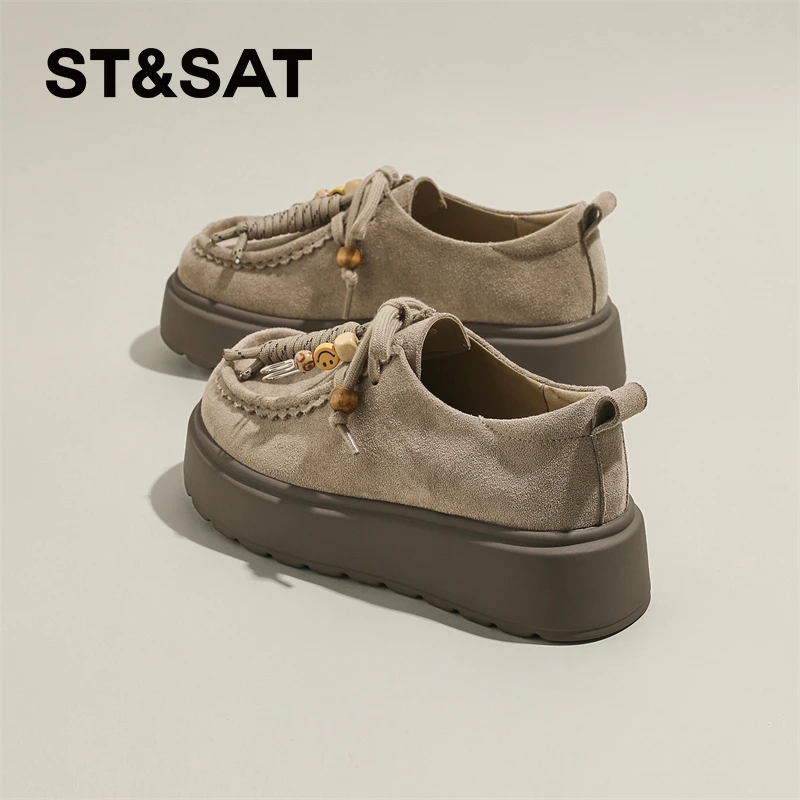 星期六民族风复古勃肯鞋女2025秋季新款松糕休闲板鞋女士厚底单鞋