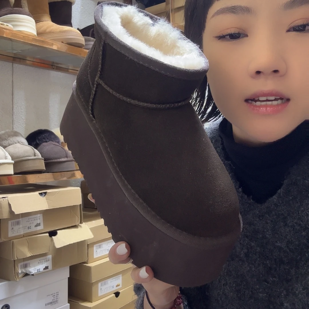38码咖色厚底雪地靴