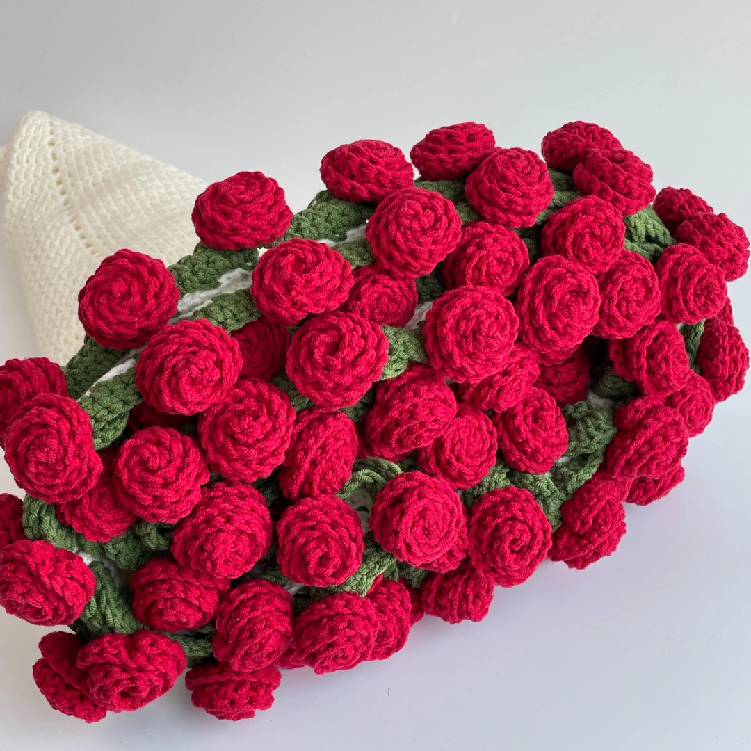 【材料包】玫瑰花毯子毛毯盖毯花束毯子钩织毛线大号手工编织礼物