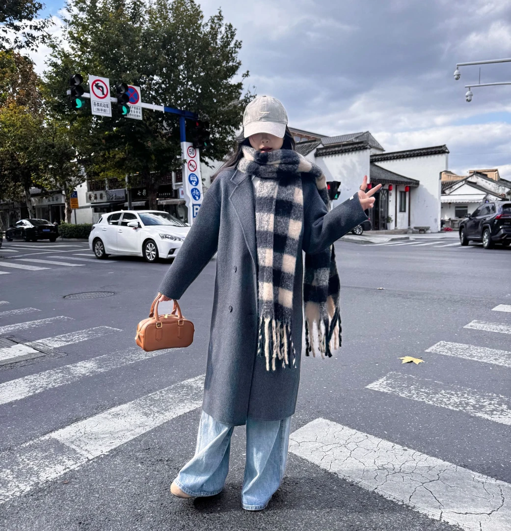 100%初剪羊毛2025春秋冬双面羊毛女士大衣小个子外套8018中长款