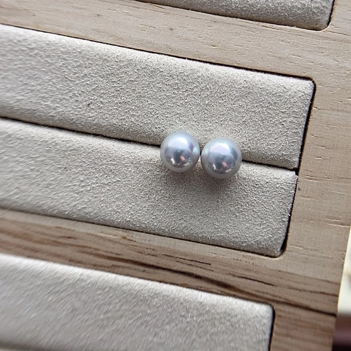 海水珍珠颈饰18K金镶嵌天然色真多麻耳钉