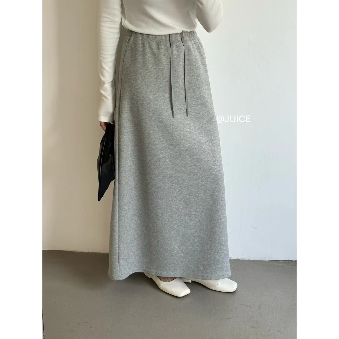 0281#韩系垂感慵懒风抽绳设计感显瘦半身裙