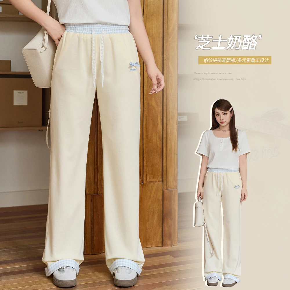 宽松阔腿休闲裤女2025夏季新款高腰显瘦直筒裤胖妹妹百搭长裤卫裤