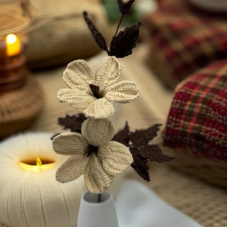 手工钩织毛线凌霄花束成品适合作为创意节日礼品