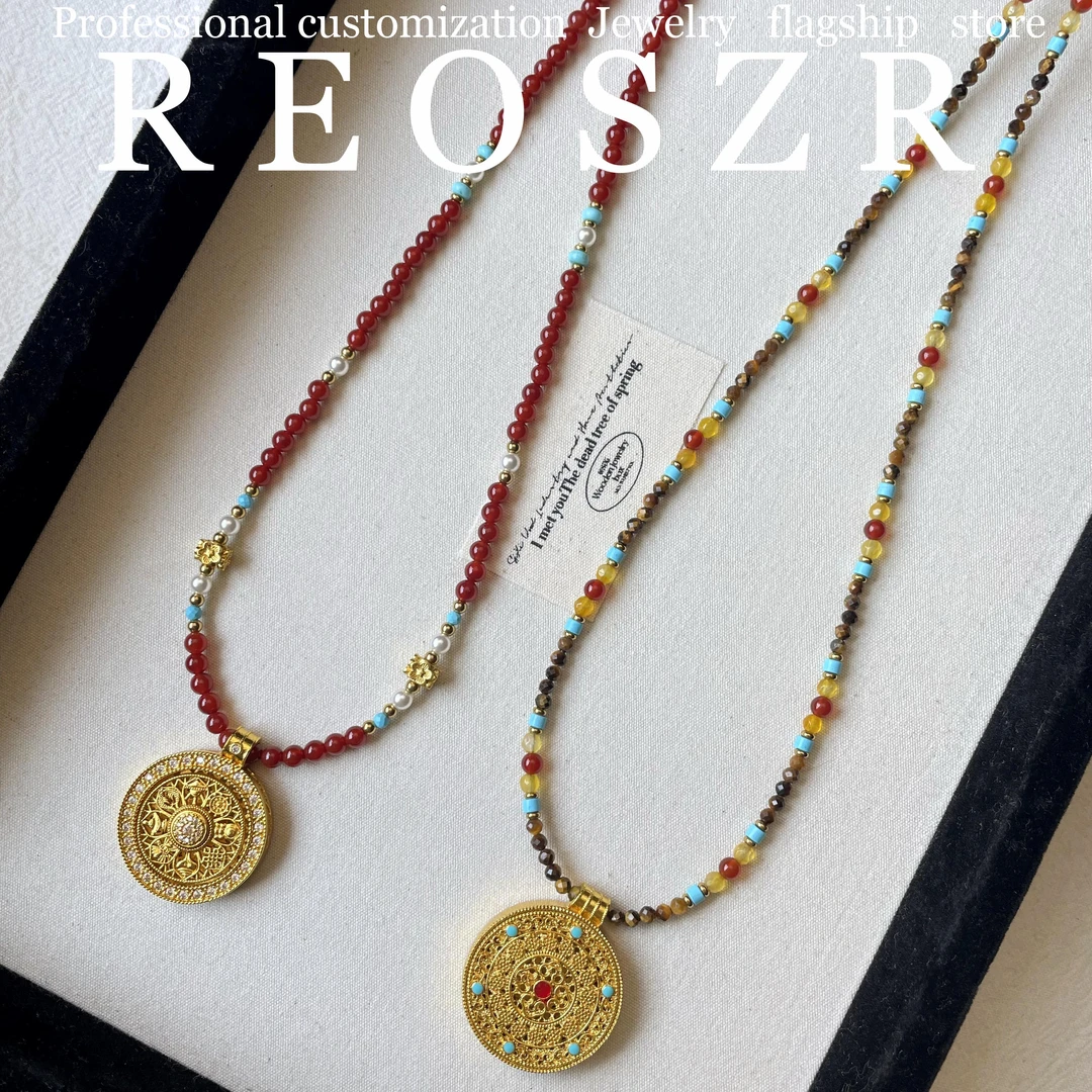 Reoszr/洛恣 钛钢项链 【罗盘】原创设计中国风手工气质毛衣链项链