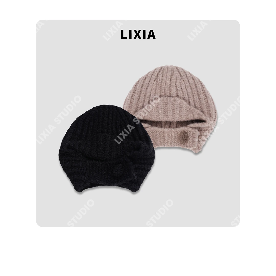 LIXIA【禾木小帽】时尚丽霞新疆游同款羊驼毛护耳飞行针织帽-D10203