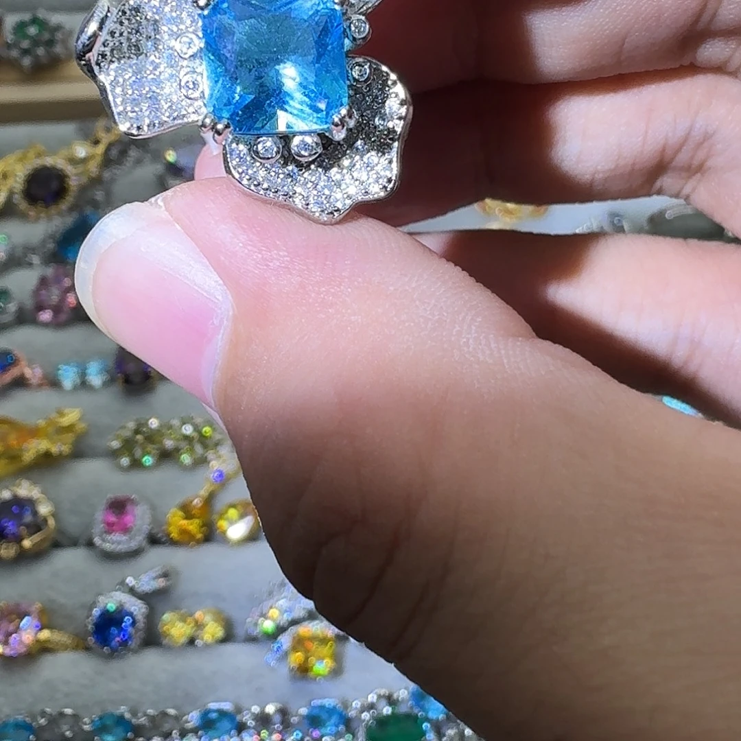 银S925镶嵌戒指水晶