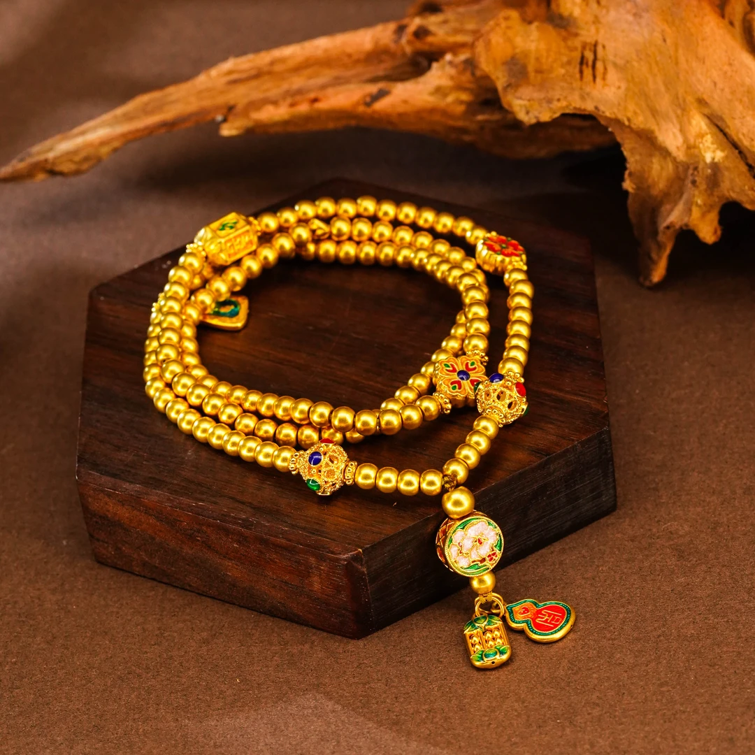 【漫漫专享】足金999 送礼520珠宝水贝无氰硬金葫芦算盘三圈 HJX084