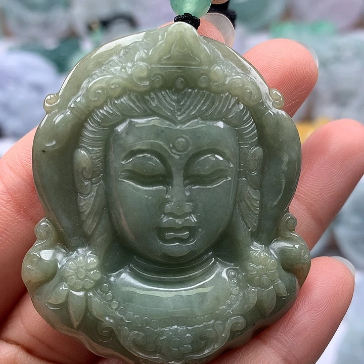 翡翠未镶嵌颈饰观音福利卡厚9+