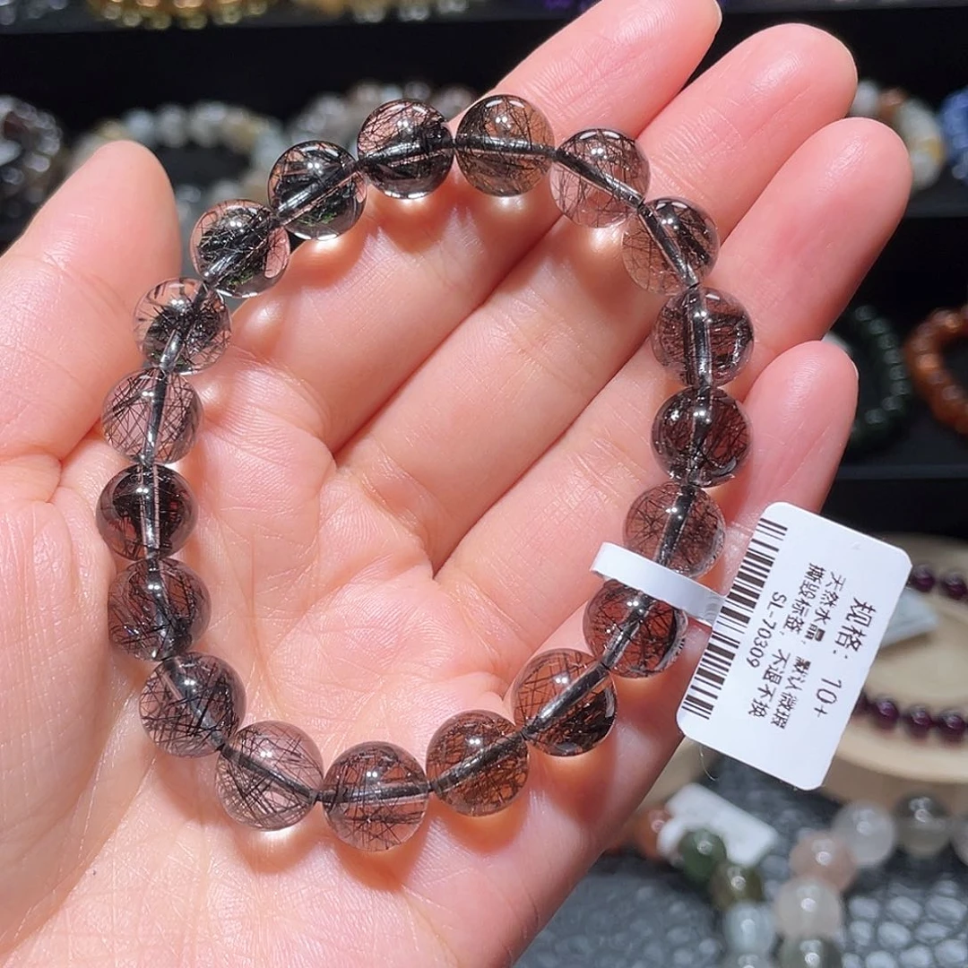 水晶手链未镶嵌黑发晶手链，晶体通透