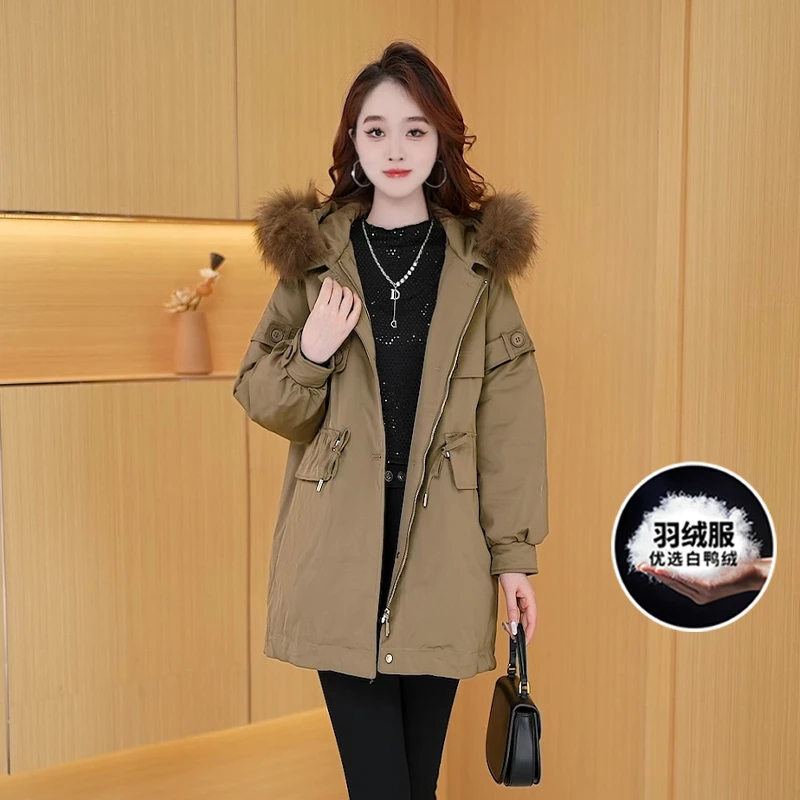 【现货羽绒服】冬季90白鸭绒羽绒服派克服时尚气质保暖外套女