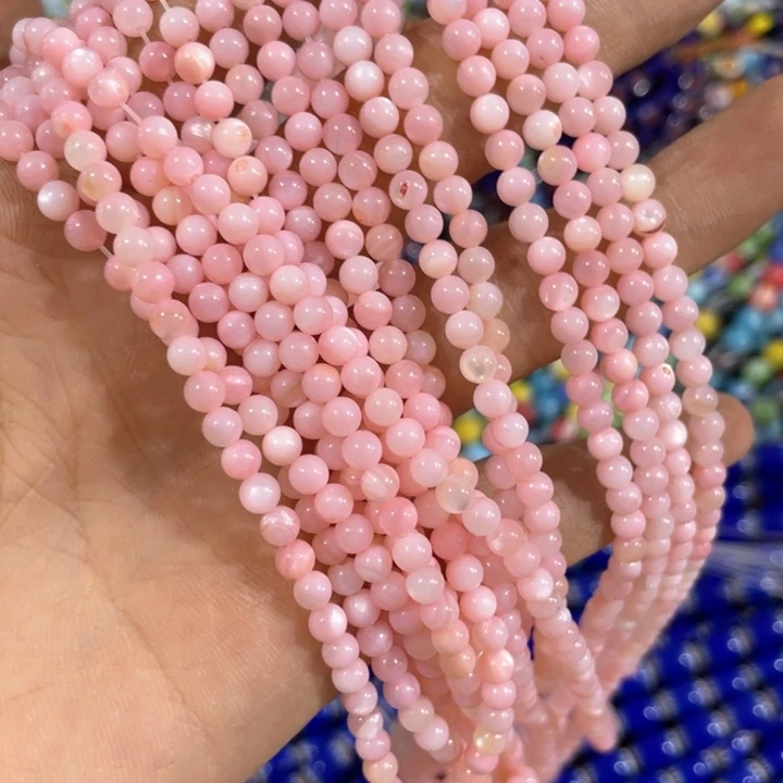 大理石磁石3条4mm粉贝圆珠