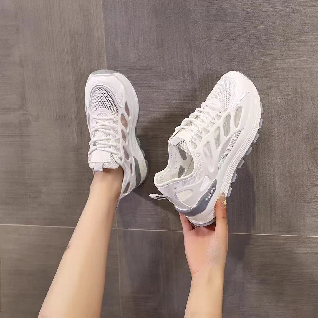 夏季女鞋新款透气网鞋子女百搭小白鞋厚底运动鞋休闲老爹鞋女