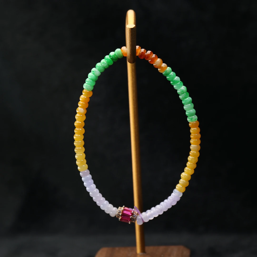 32天然缅甸翡翠A货三彩手串/500302/上海嘉禾拍卖