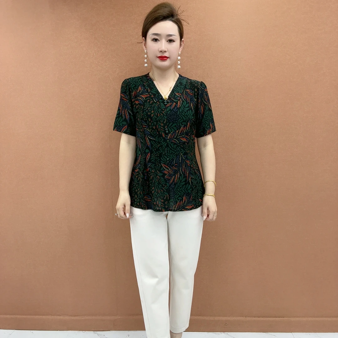 妈妈装新款翻领时尚减龄显瘦上衣