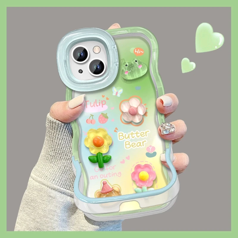 青蛙花花适用苹果vivo华为oppo小米iPhone16板凳双支架手机壳