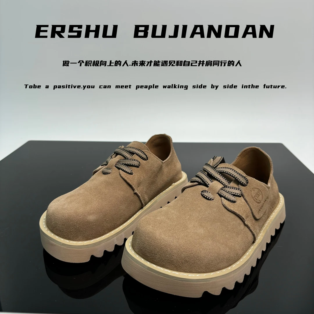 2024秋冬新款复古磨砂系带大头娃娃鞋乐福鞋厚底博肯鞋女 605-1