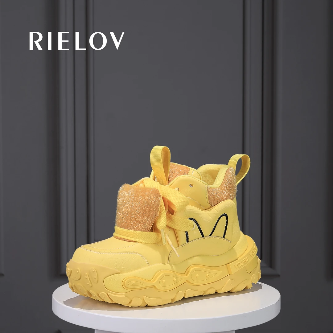 RIELOV【丽】增高7.5cm时尚潮流百搭女士休闲鞋时尚绑带鞋25259