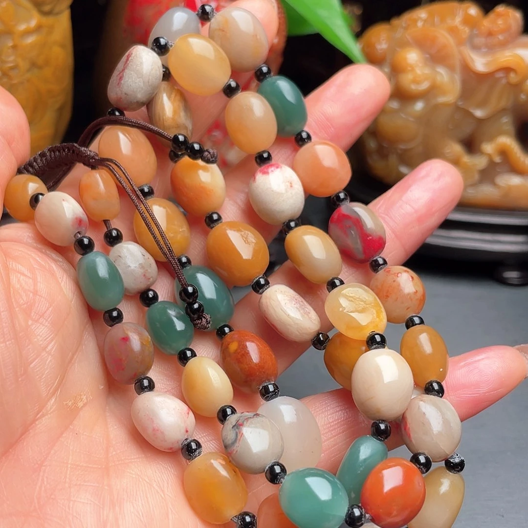 田黄石昌化石闲章印章把件多宝项链