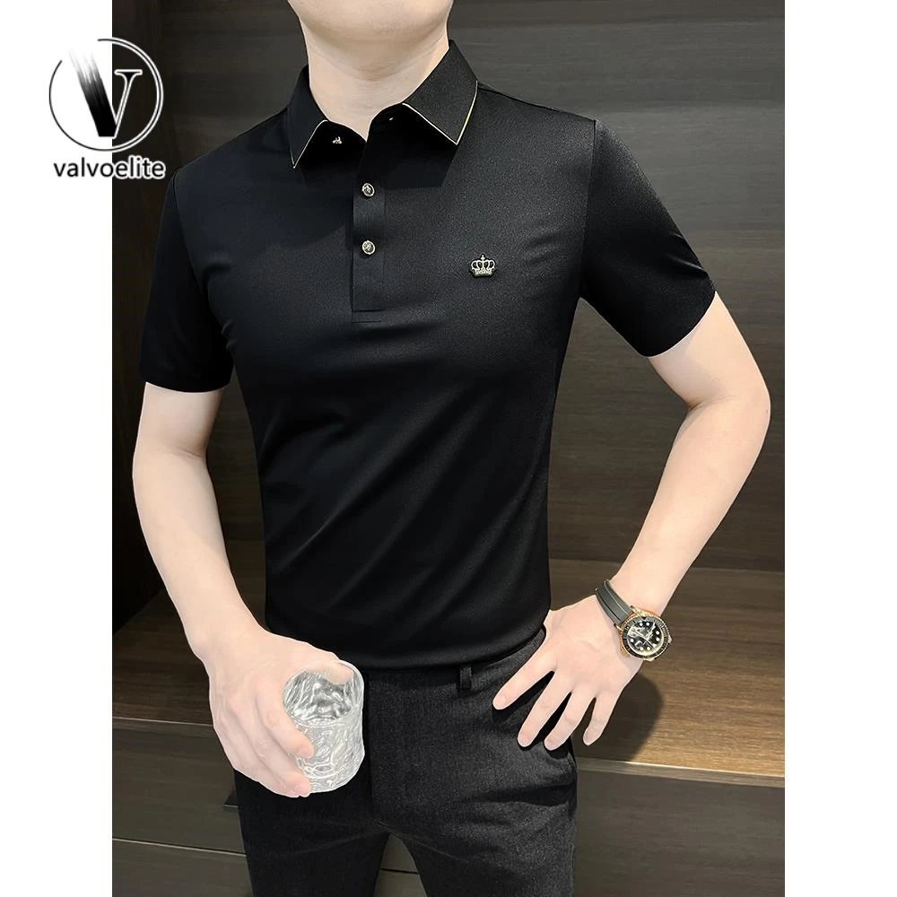 VALVOELITEpolo衫男短袖夏季2025新款男士上衣高级感冰丝无痕t恤