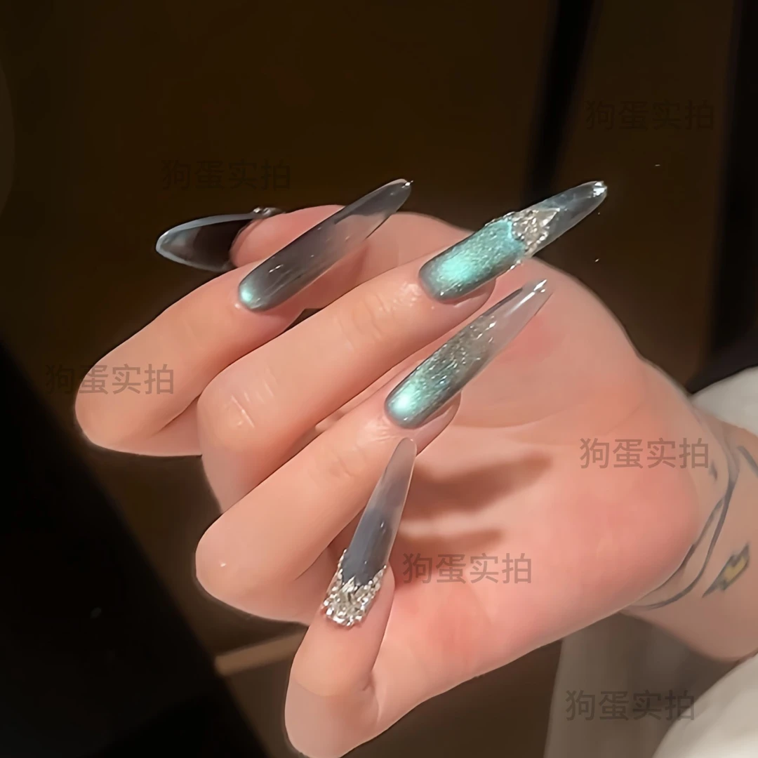 Q298现【梵高说·狗蛋儿】拍拍胶遮游离线美甲背面封层纯手工穿戴甲