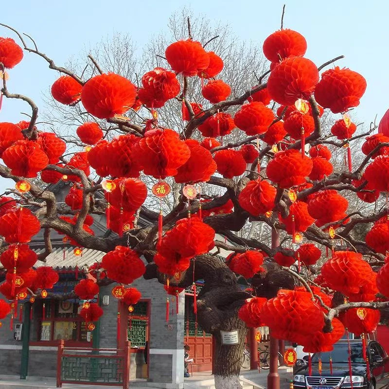 元旦新年布置装饰商场大红小灯笼春节中国风福字宫灯节日吊灯挂饰