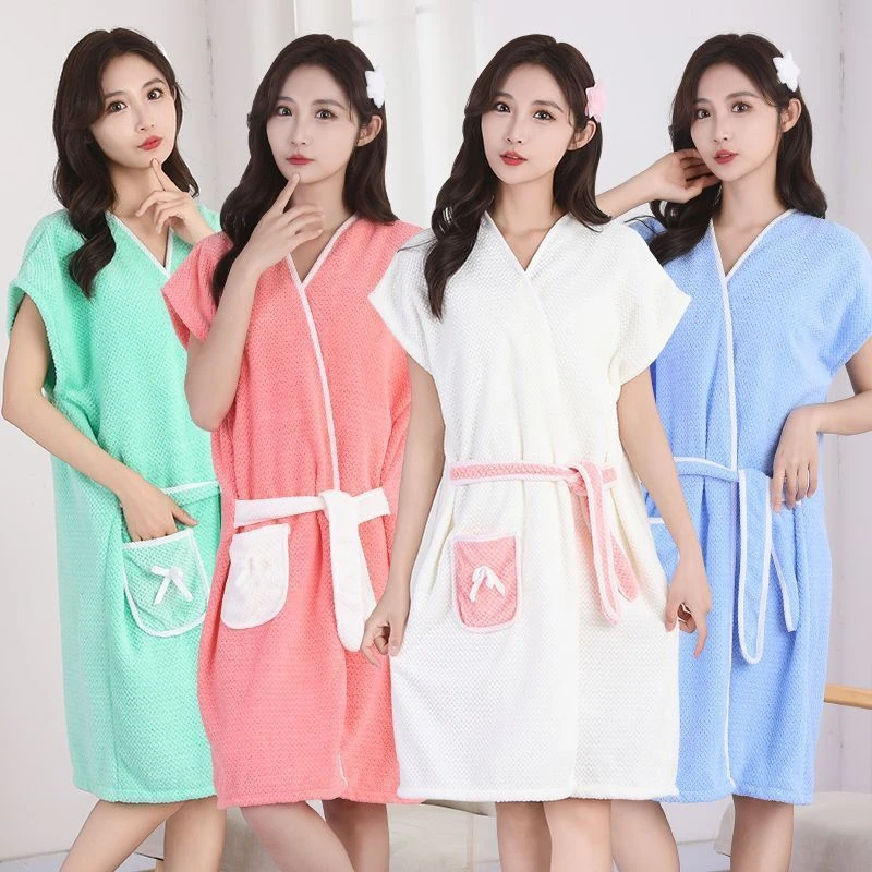 可穿式浴袍可爱浴巾成人家用长款速干吸水女士大码连帽洗澡浴巾女