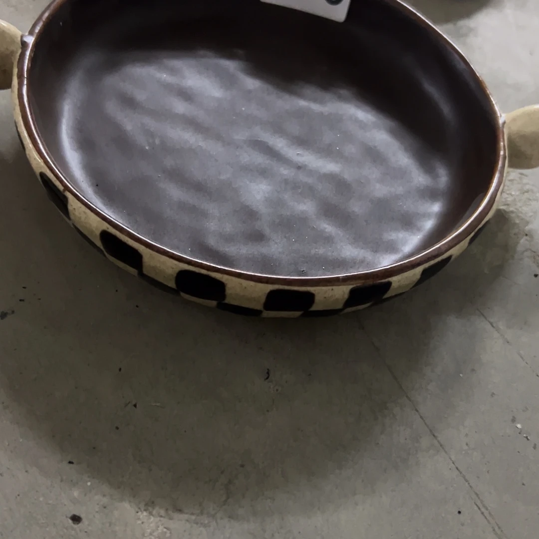 陶微瑕圆棋盘格双耳一个565