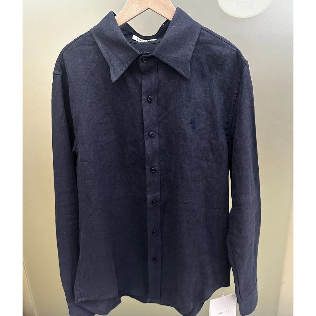 小敏2025简约百搭气质刺绣长袖衬衣202511