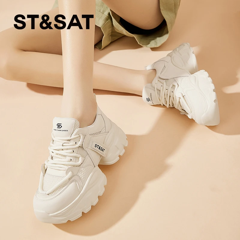 St Sat/星期六春秋时尚百搭潮流老爹鞋厚底系带显瘦休闲女运动鞋