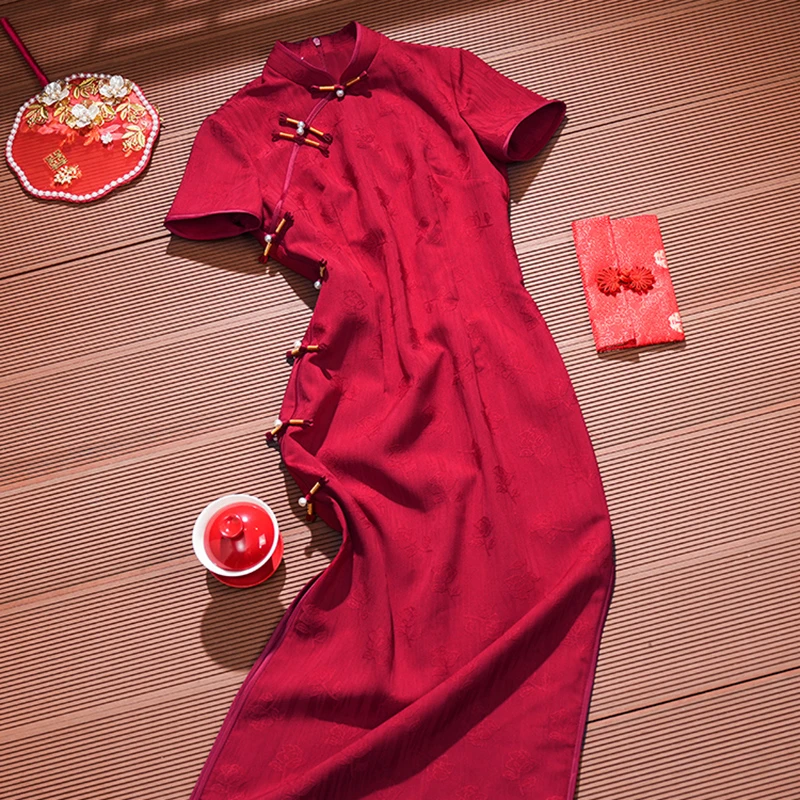 【丹绮】红色旗袍2025新款高考送考日常改良年轻款新中式大码小个子