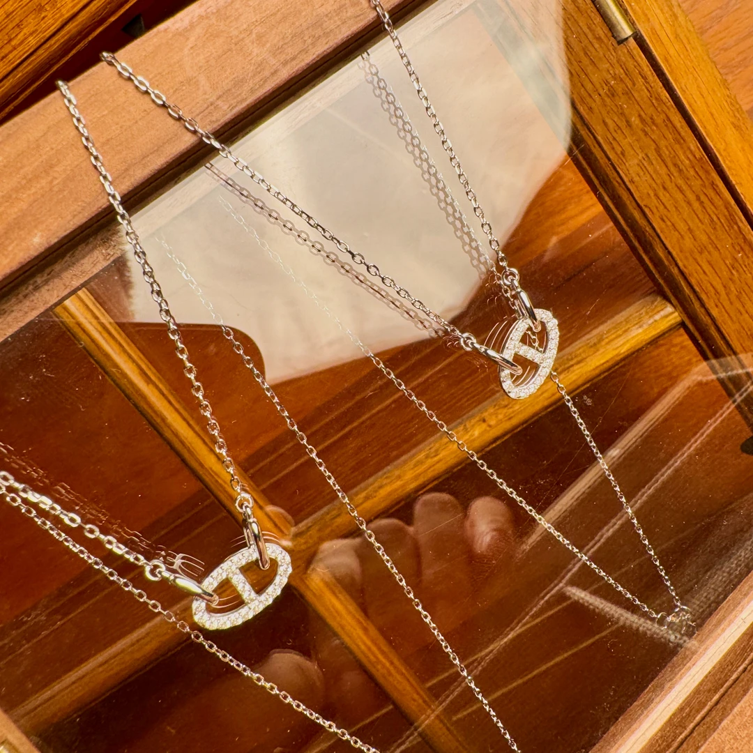 坠链均925银 单只猪鼻子项链女纯银s925银饰