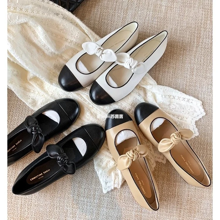 同款 妮妮公主~圆头蝴蝶结平底芭蕾单鞋女玛丽珍