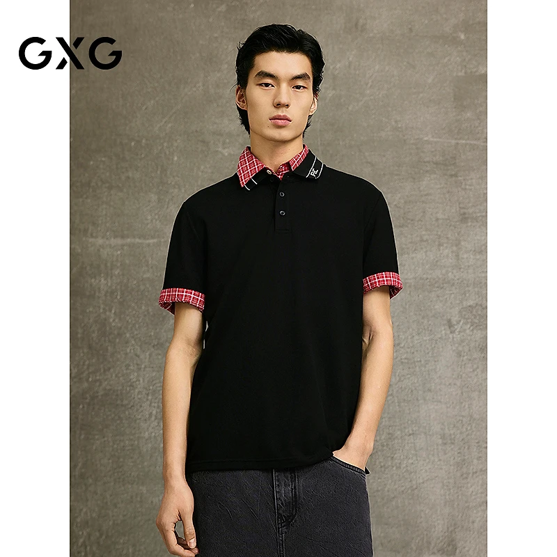 GXG男装 商场同款黑色易打理短袖休闲POLO衫 25夏新品#G25X242006