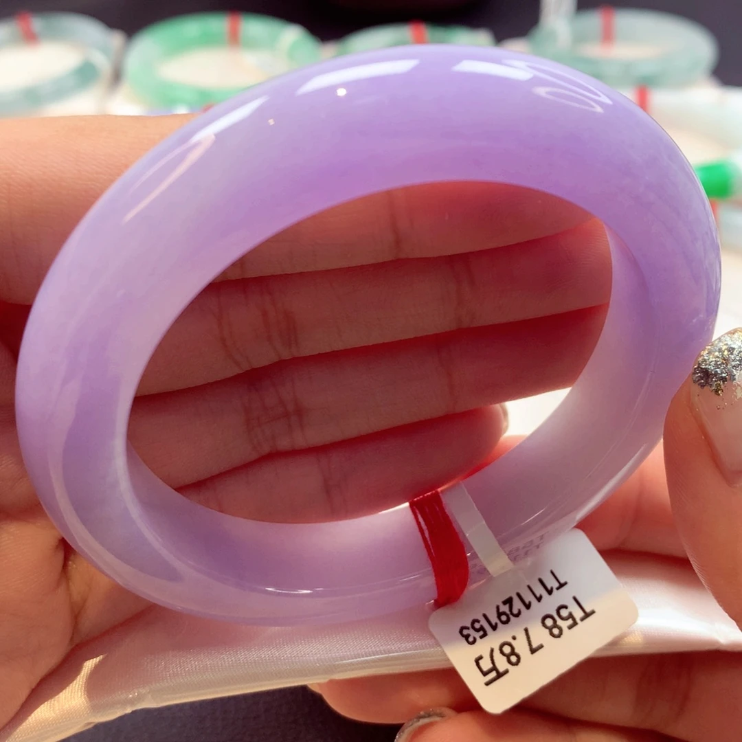 未镶嵌手镯翡翠上新细腻满紫21号泥鳅背77