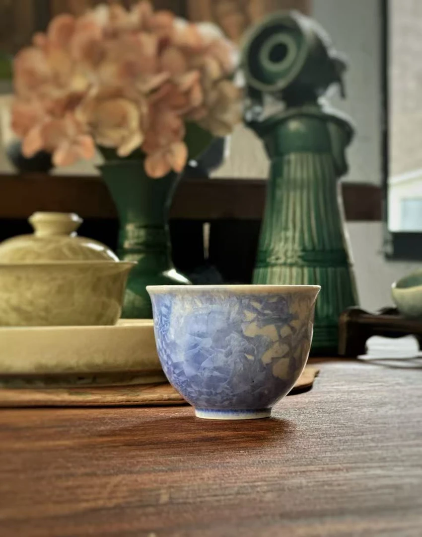 Sanmu三木 织梦腾语 蓝冰色系 主人杯 茶盏 窑变冰晶 #2蓝色