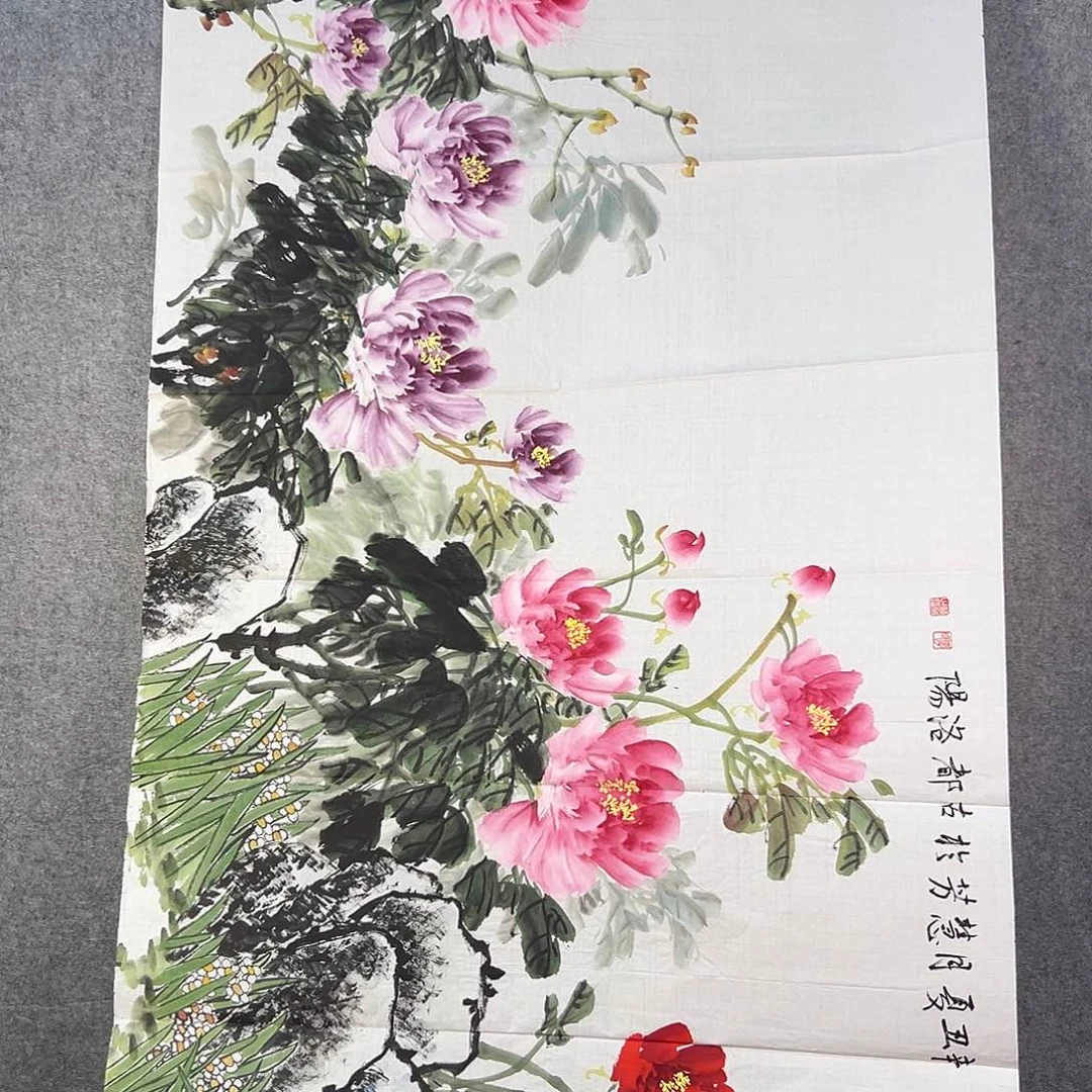 国画482 花鸟在树丛的顶端鸣叫叫声响