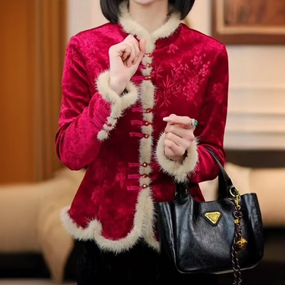 【爆竹】精致新中式加绒加厚上衣复古内搭打底衫