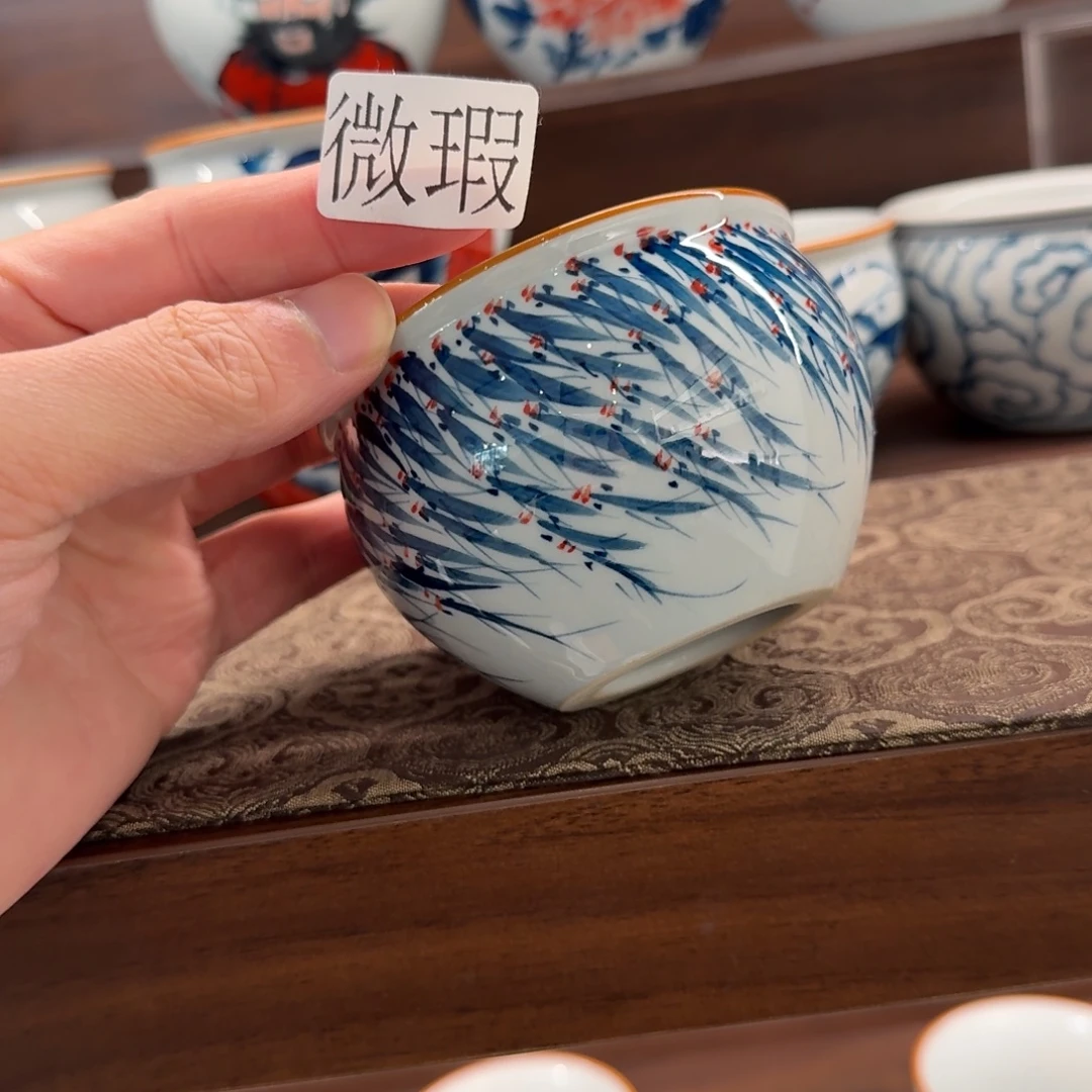 釉下手绘茶具微瑕