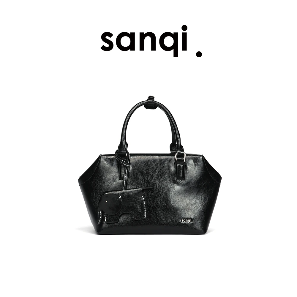 浆果皮保龄球包|(2875)小叁七sanqi.柔软复古浆果色油蜡皮枕头包