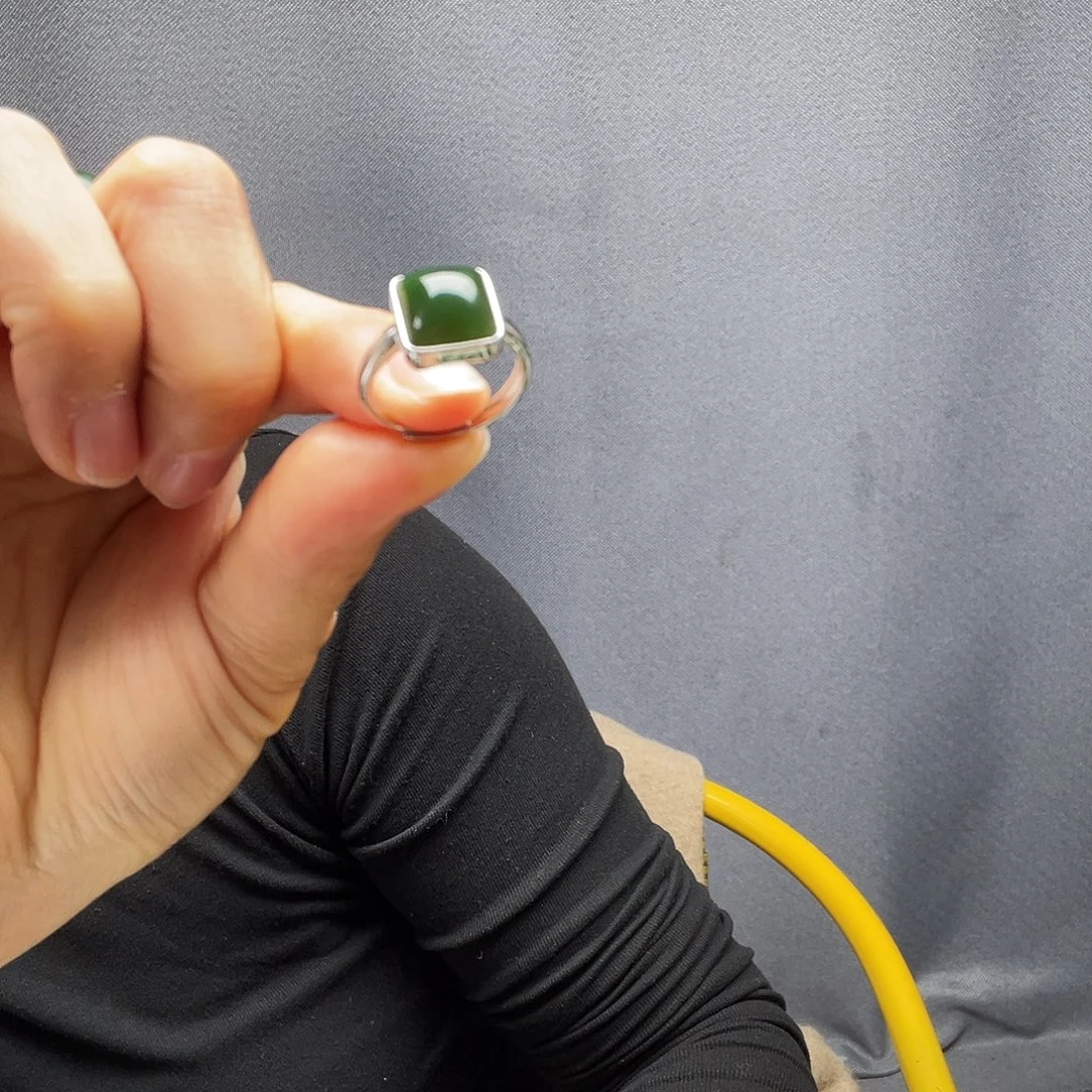 和田玉银S925镶嵌戒指