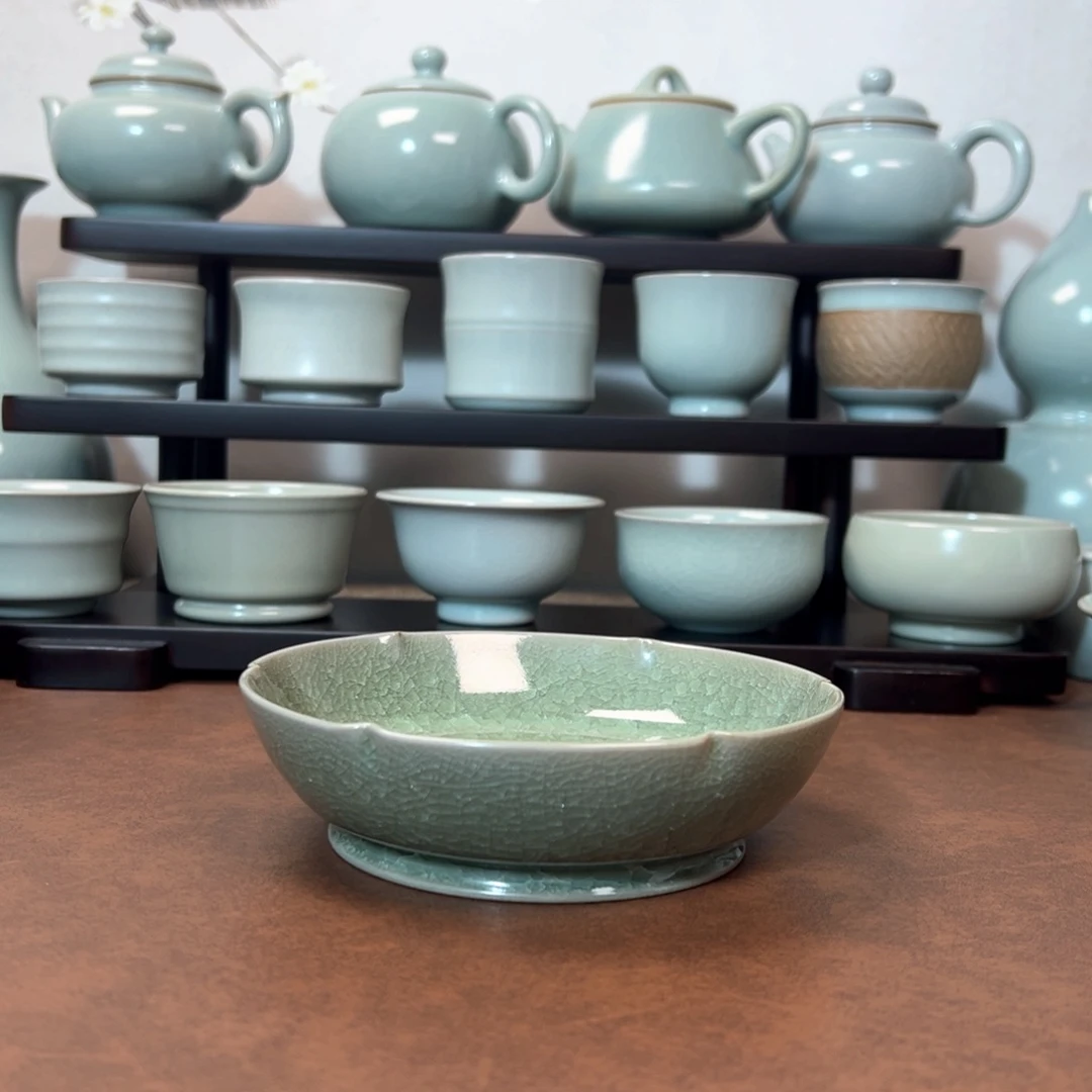 李***阳摆件陶冰花鱼鳞葵口洗