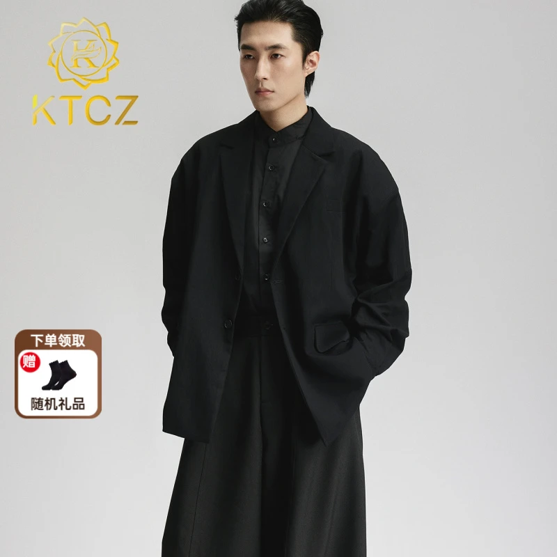 KTCZ休闲西装外套男宽松高级感复古简约廓形西服垂感文艺潮