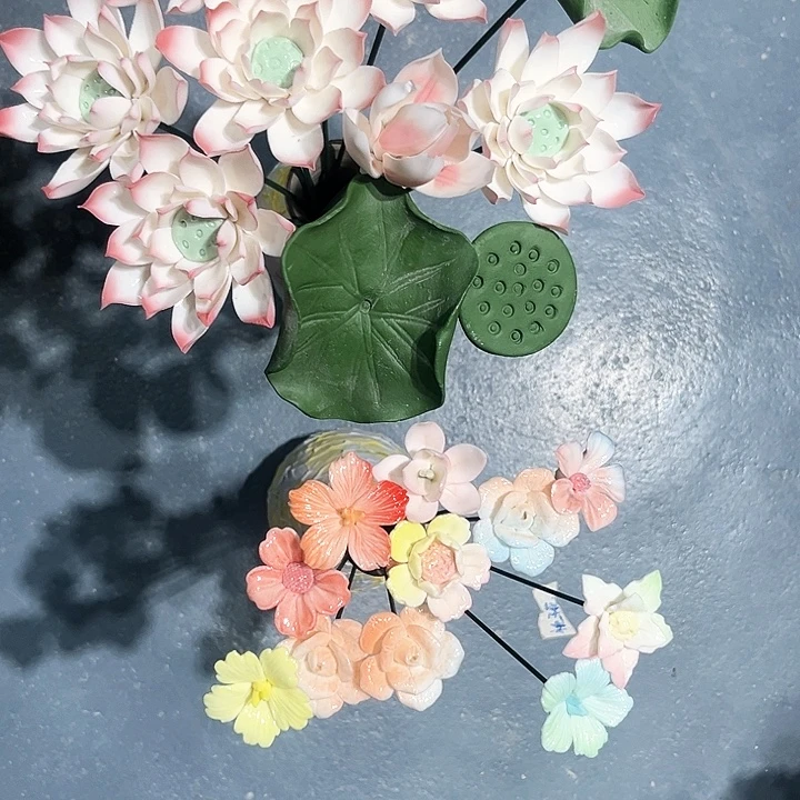 陶瓷花花摆件，花束