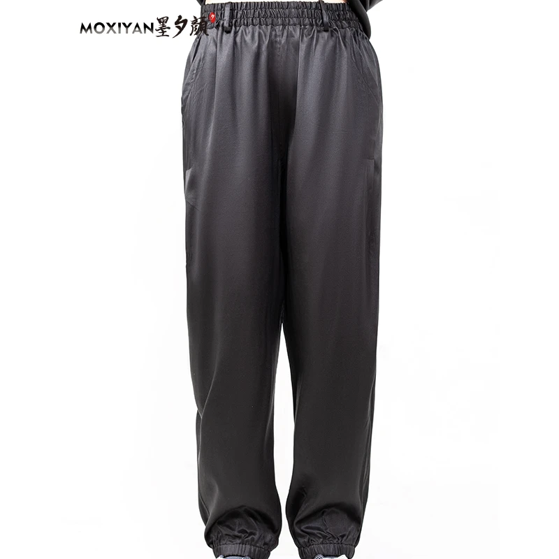 【墨夕颜】2025新款桑蚕丝香云纱男装 油光缎休闲裤-MH-626