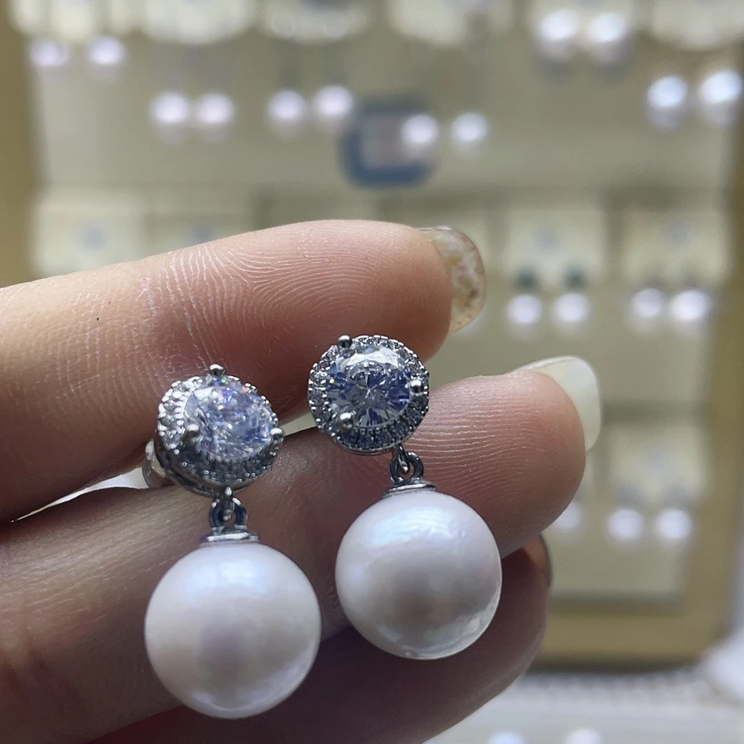 淡水珍珠耳饰银S925镶嵌