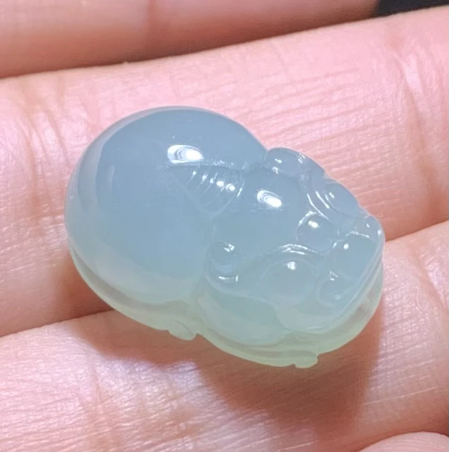 【蛋面•貔貅】缅甸天然A货翡翠冰种满色貔貅吊坠挂件蛋面男女百搭款